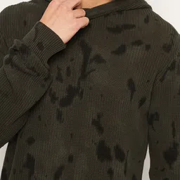 Club York Abstract Printed Hooded Acrylic Pullover Sweater image 2