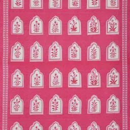 UNIQCHOICE Pink & White Ethnic Motifs Pure Cotton 120 TC Queen Bedsheet & 2 Pillow Covers image 3