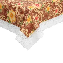 Dakshya Industries Beige & Red Floral Printed 6-Seater Table Cover image 3