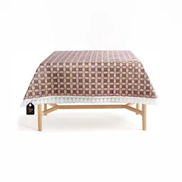 Stylista Brown & White Geometric Printed 1.37 m x 1.37 m Waterproof Square Table Cover image 2