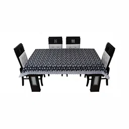 Stylista Black & White Floral Printed  2.28 m x 1.52 m Waterproof Rectangle Table Cover image 4