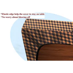 Stylista Brown & Black Checked Printed Waterproof Table Cover image 2