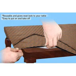 Stylista Brown & Black Checked Printed Waterproof Rectangle 1.6 m x 91.44 cm Table Cover image 5