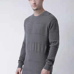 Club York Men Grey Self Design Pullover image 3