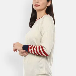 Van Heusen Woman Women Cream-Coloured & Red Pullover image 3
