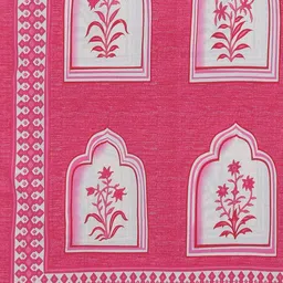 UNIQCHOICE Pink & White Ethnic Motifs Pure Cotton 120 TC Queen Bedsheet & 2 Pillow Covers image 4