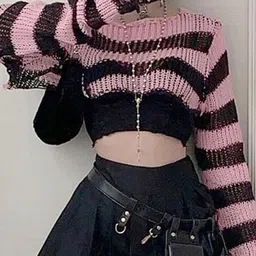 LULU & SKY Striped Crop Pullover Sweater image 3