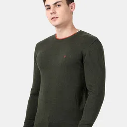 t-base Men Green Cotton Pullover Sweater image 4