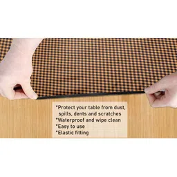 Stylista Brown Checkered Waterproof Rectangular 4-Seater Table Cover image 4
