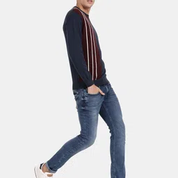 t-base Men Striped Colourblocked Pullover image 4