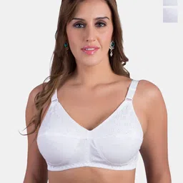 Rajnie Pack Of 3 Floral Embroidered Pure Cotton Minimizer Bra- All Day Comfort-picture-21