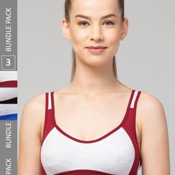 Apraa & Parma Pack Of 3 Colourblocked Full Coverage Non Padded Organic Sports Bra-picture-11