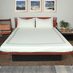 ZEBA Grey & White 500TC Double Queen Bed Cover With 2 Pillow Covers-picture-40
