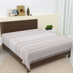 Varde Grey & White Striped Pure Handloom Cotton with Tassels Thick Yarn Double King Bedcover Set-picture-17