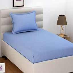 Bromwick Blue Cotton 210 TC Single Bedsheet with 1 Pillow Cover-picture-18