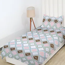 RD TREND Lime Green & White Floral Cotton 210 TC Single Bedsheet with 1 Pillow Covers-picture-38