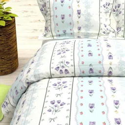 THE WHITE MOSS White & Blue Floral 144 TC Queen Bedsheet with 2 Pillow Covers-picture-38