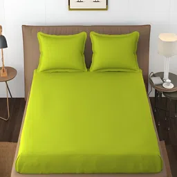 Bromwick Green Cotton 210 TC Queen Bedsheet With 2 Pillow Covers-picture-31