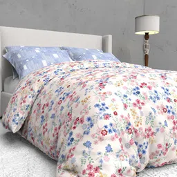 THE WHITE MOSS White & Pink Floral 400 TC Queen Bedsheet with 2 Pillow Covers-picture-17