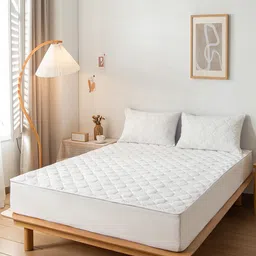JC HOME White Solid Double Queen Bed Cover-picture-8