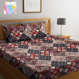 Arrabi Pack Of 2 Black & Blue 300 TC 2 King Bedsheet with 4 Pillow Covers-picture-49