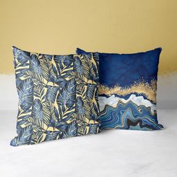 BIANCA Navy Blue & Cream-Coloured Set of 2 Abstract Square Cushion Covers-picture-12