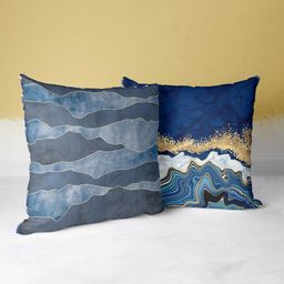 BIANCA Navy Blue & Beige Set Of 2 Abstract Printed Square Cushion Covers-picture-15