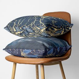 BIANCA Navy Blue & Cream Set Of 2 Floral Printed Square Cushion Covers-picture-19