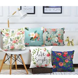 AEROHAVEN Blue & White Set of 5 Floral Square Cushion Covers-picture-1