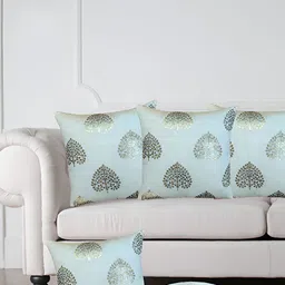 ZESTURE Gold-Toned & Blue 5 Pieces Square Cushion Covers-image-17