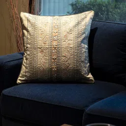 MASPAR Peach-Coloured Floral Pure Cotton Square Cushion Covers image 1