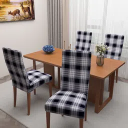 DREAM CARE White & Black 4 Pieces Printed Chair Covers-image-60
