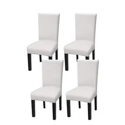 HOUSE OF QUIRK 4 Pieces White Removable Chair Covers-picture-21