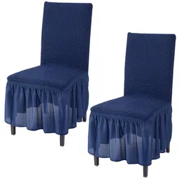 HOKIPO Navy Blue 2 Pieces Frill Stretchable Chair Covers-image-61