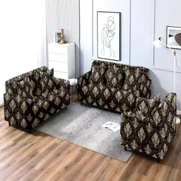 Cortina Brown Printed Three-Seater & One Seater Sofa Covers-picture-27