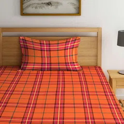 Arrabi Orange Geometric 300 TC Single Bedsheet with 1 Pillow Covers image 5