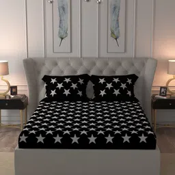 JAIPUR FABRIC Black & White 220 TC Queen Bedsheet with 2 Pillow Covers image 4