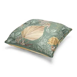 BIANCA Green & Tan Floral Square Cushion Covers image 2