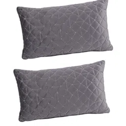 eyda Grey Set of 2 Velvet Rectangle Cushion Covers image 4