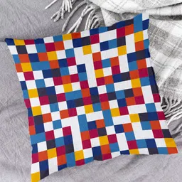 HOUZZCODE Red & White Set of 2 Abstract Square Cushion Covers image 4