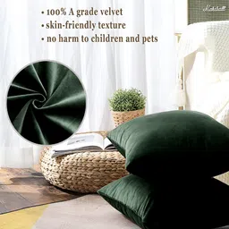AEROHAVEN Green 2 Pieces Velvet Square Reversible Cushion Covers image 2