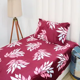 RD TREND Brown & White Floral 210 TC Single Bedsheet with 1 Pillow Covers image 5