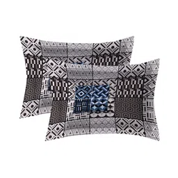 MODEFE Blue & Grey 180 TC Cotton Queen Bedsheet with 2 Pillow Covers image 2