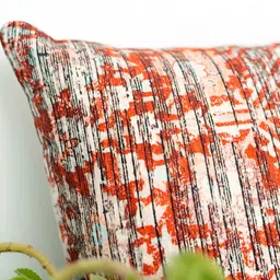 ABSTRACT INDIA Orange & White Ethnic Motifs Printed Cotton Square Cushion Covers image 4