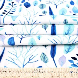 STITCHNEST Blue & White Printed Cotton Canvas Table Cover image 2