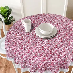 Dakshya Industries Pink Printed PVC 6 Seater Table Covers image 2