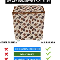 E-Retailer Brown & Green Printed Washing Machine Cover image 3