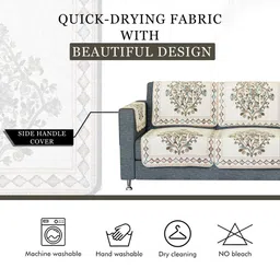Kuber Industries Green & Green Printed Cotton 5 Piece Sofa Cover With Arms image 2
