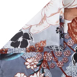 Arrabi Blue & White Floral 300 TC Single Bedsheet with 1 Pillow Covers image 4