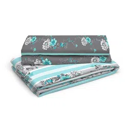 Layers Blue & Grey Floral 104 TC King Bedsheet with 2 Pillow Covers image 4